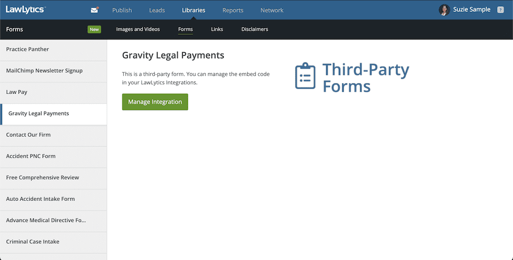LawLytics Forms Library With Gravity Legal Payments