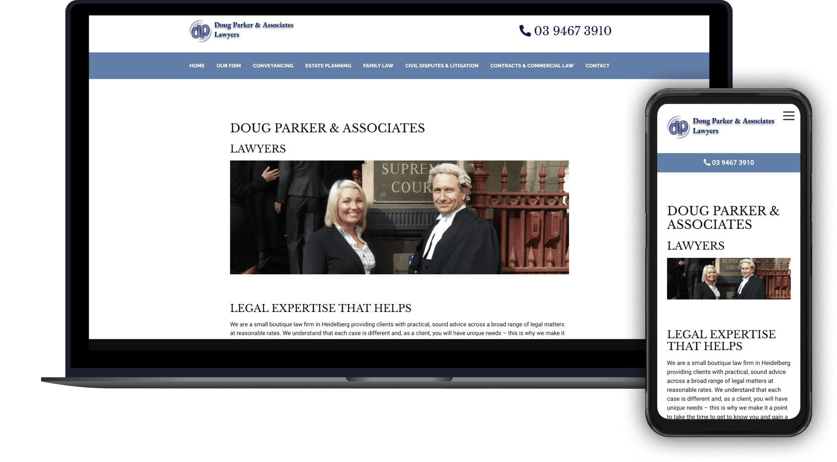Law-firm-layout-heidelberg-victoria Law firm website for Doug Parker and Associates lawyers in Victoria