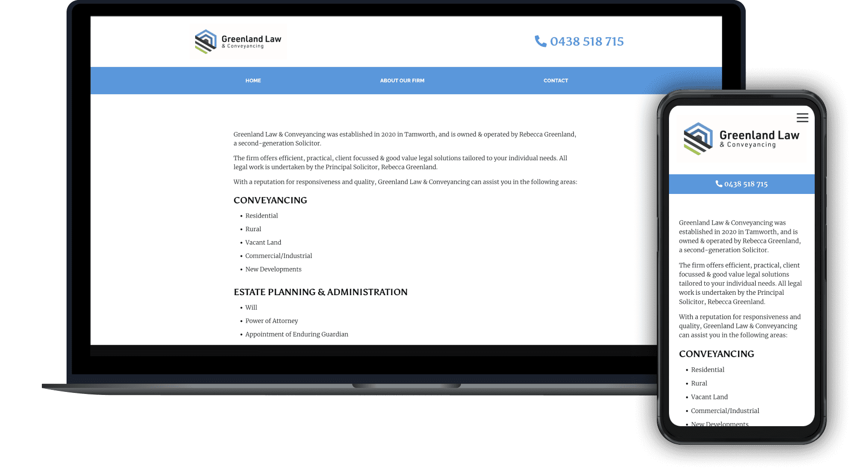 Law-firm-layout-new-south-wales Law firm website for Greenland Law and Conveyancing in New South Wales
