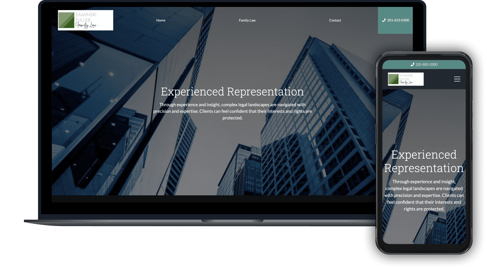 Law-firm-layout-summit-new-york Law firm website for Saminsku Fuller Family Law in Summit and New York